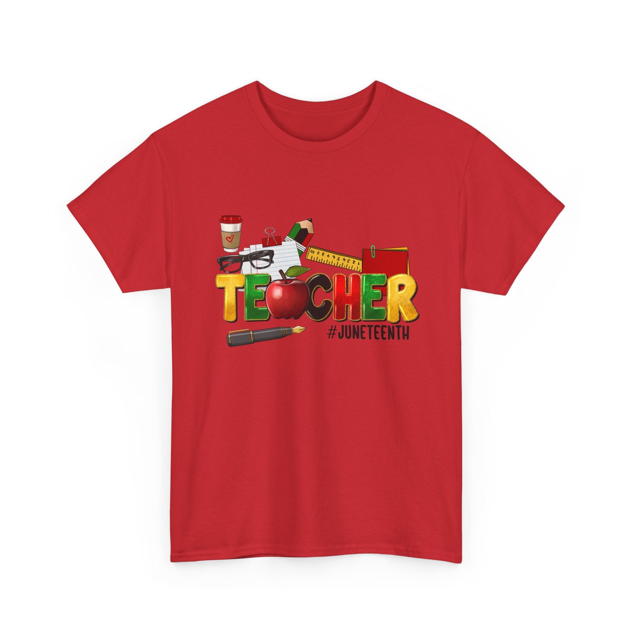 Teacher Juneteenth T-Shirt — Colorful Classroom Apple Design