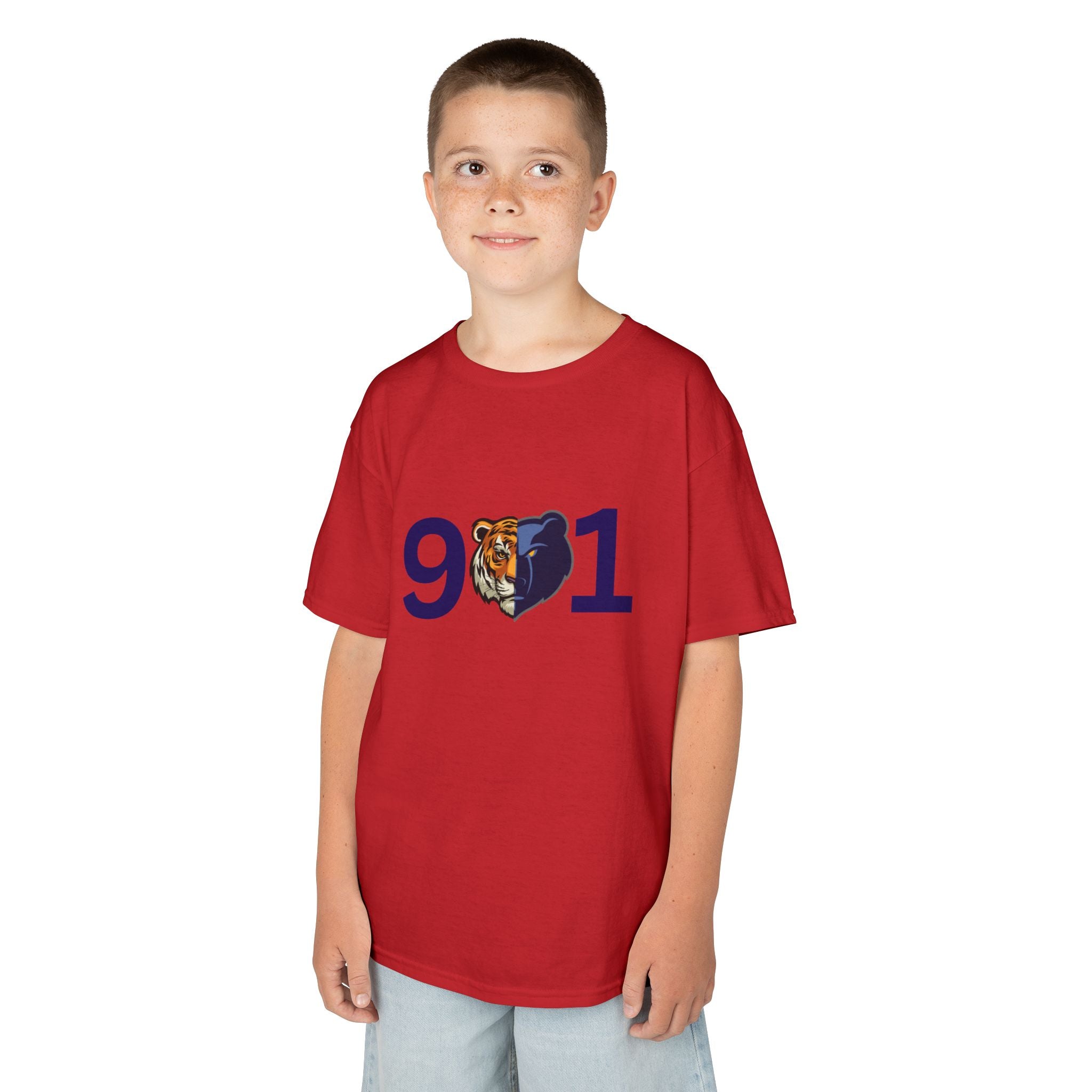 Kids 901 Memphis Tigers Tee — 901 with Tiger Face Kids T‑Shirt