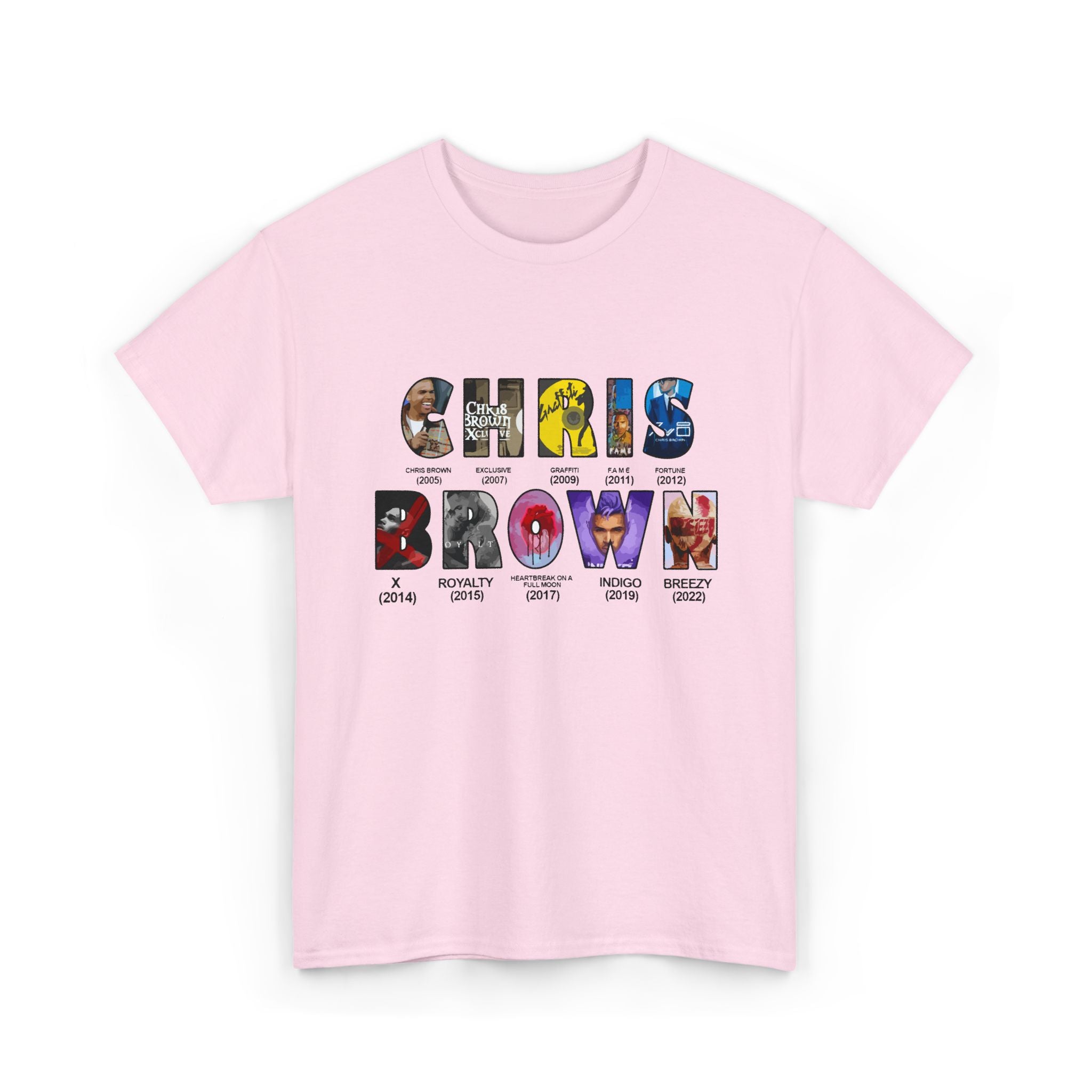 Chris Brown Collage Tee — R&B Artist Photo Letter Graphic T-Shirt