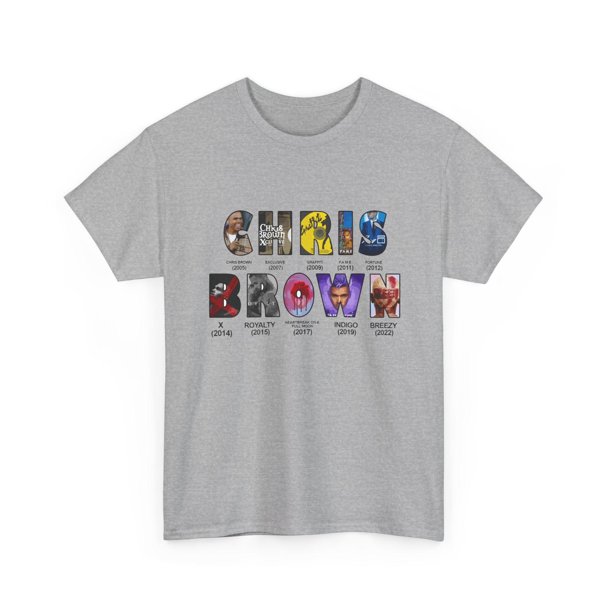 Chris Brown Collage Tee — R&B Artist Photo Letter Graphic T-Shirt