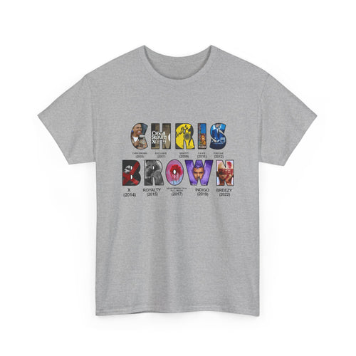 Chris Brown Collage Tee — R&B Artist Photo Letter Graphic T-Shirt