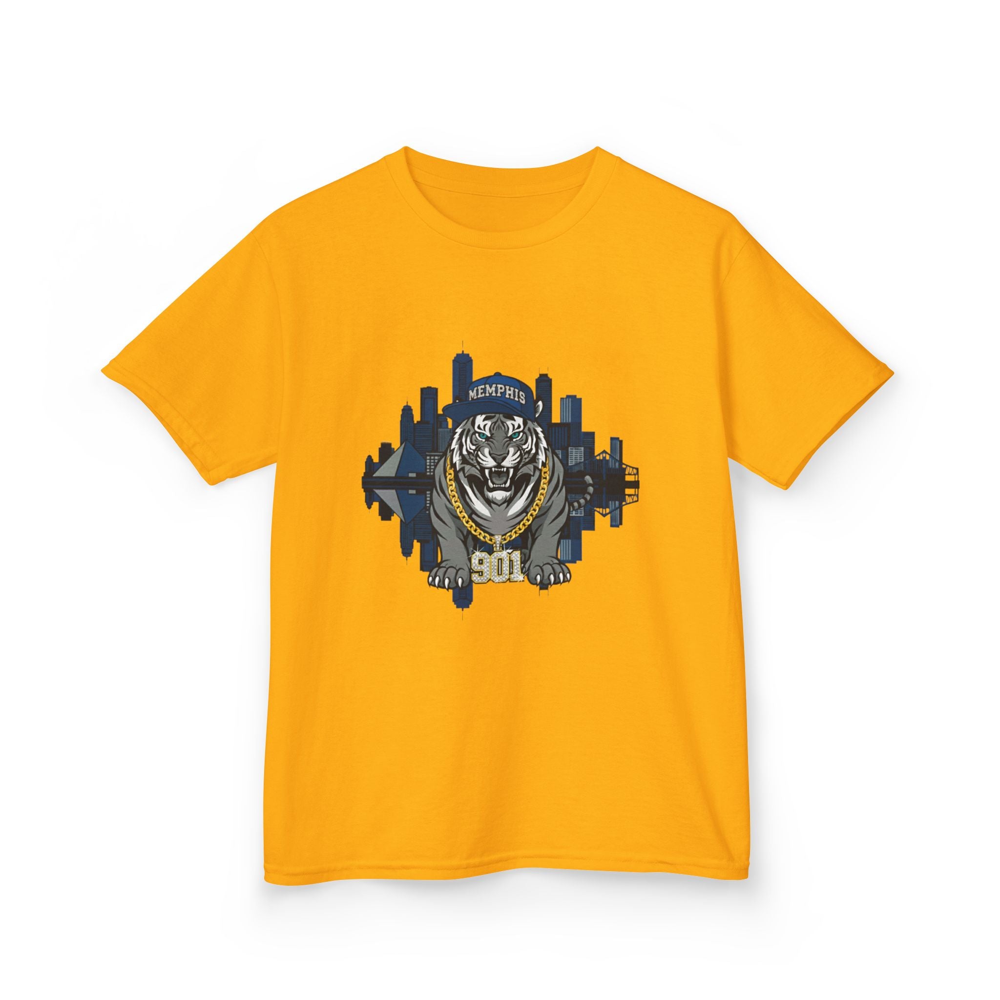 Kids Tiger Mascot T-Shirt — '901 City Skyline Design