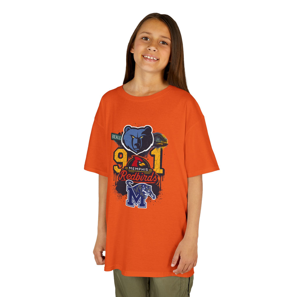 Kids Sports Mascot Tee — '901 Redbirds & M Logo Graphic