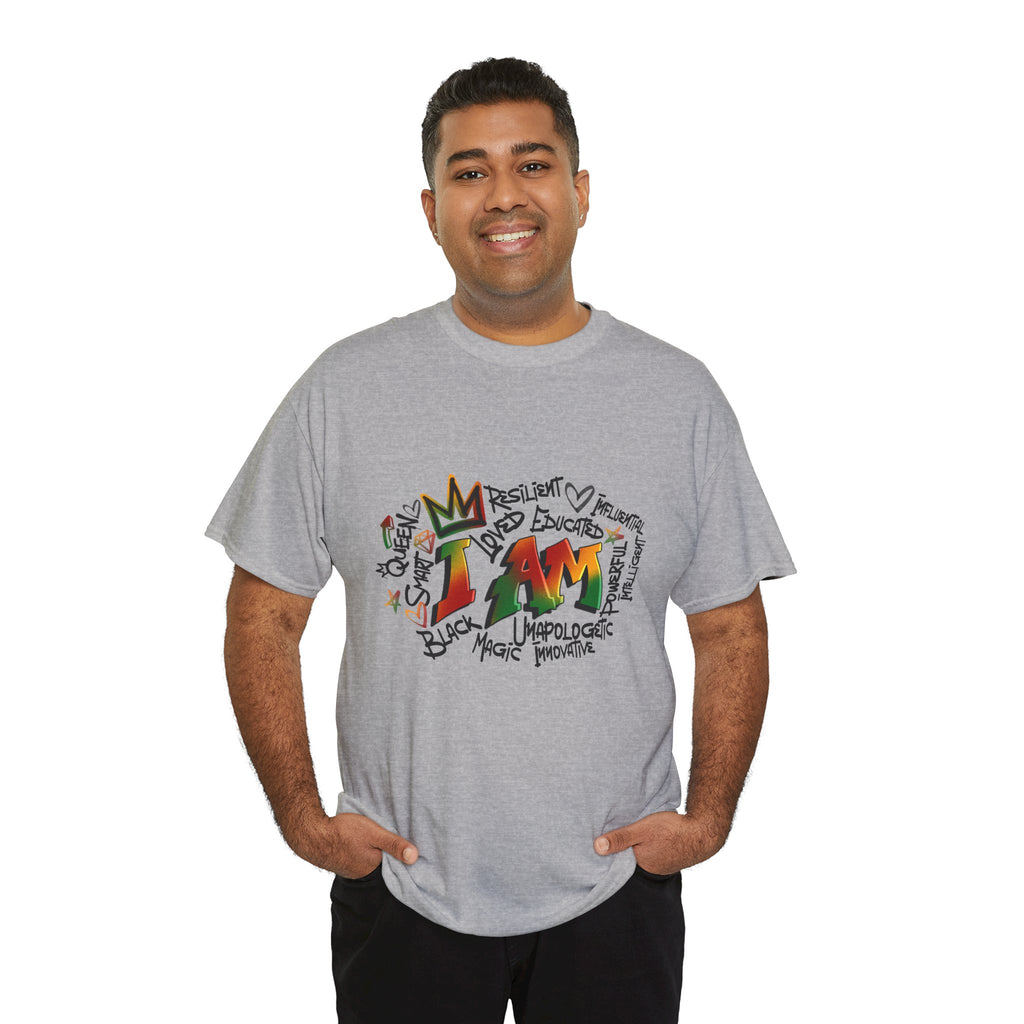 I AM Inspirational Graphic Tee — Positive Affirmation Shirt with Colorful Handwritten Design