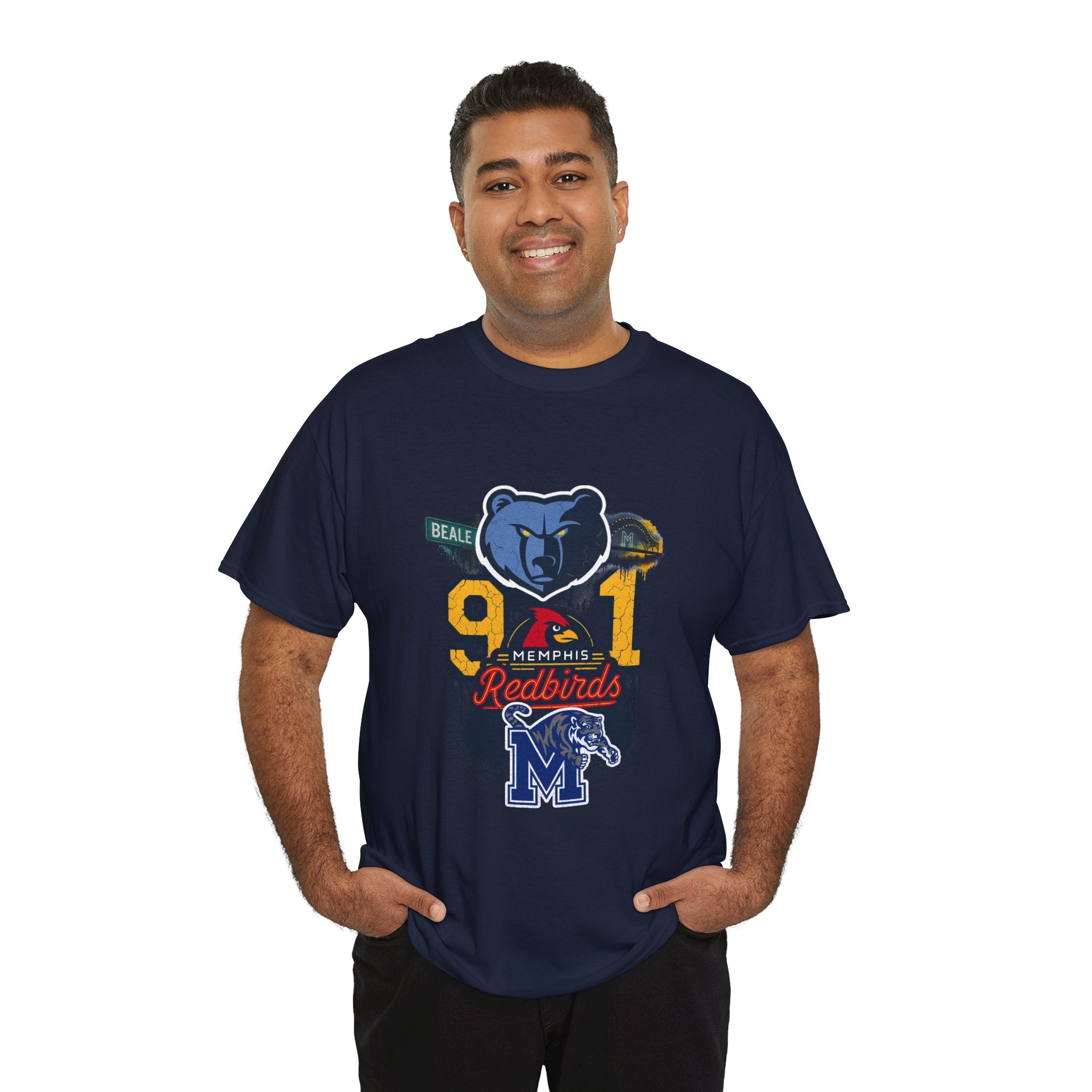Memphis Sports Collage T-Shirt — 901 Redbirds & Grizzlies Graphic Tee