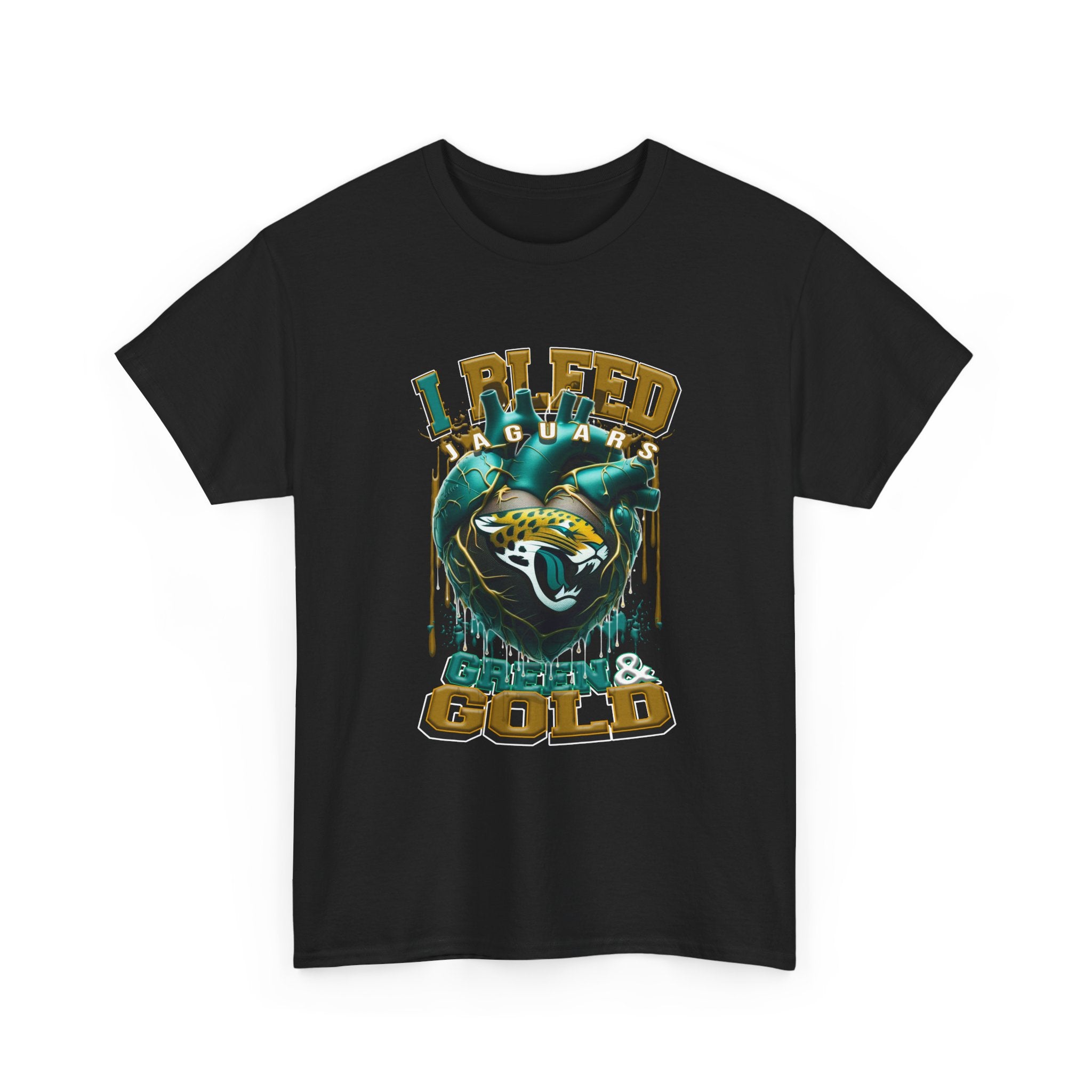 Jaguar Heart 'I Bleed Teal & Gold' T-Shirt