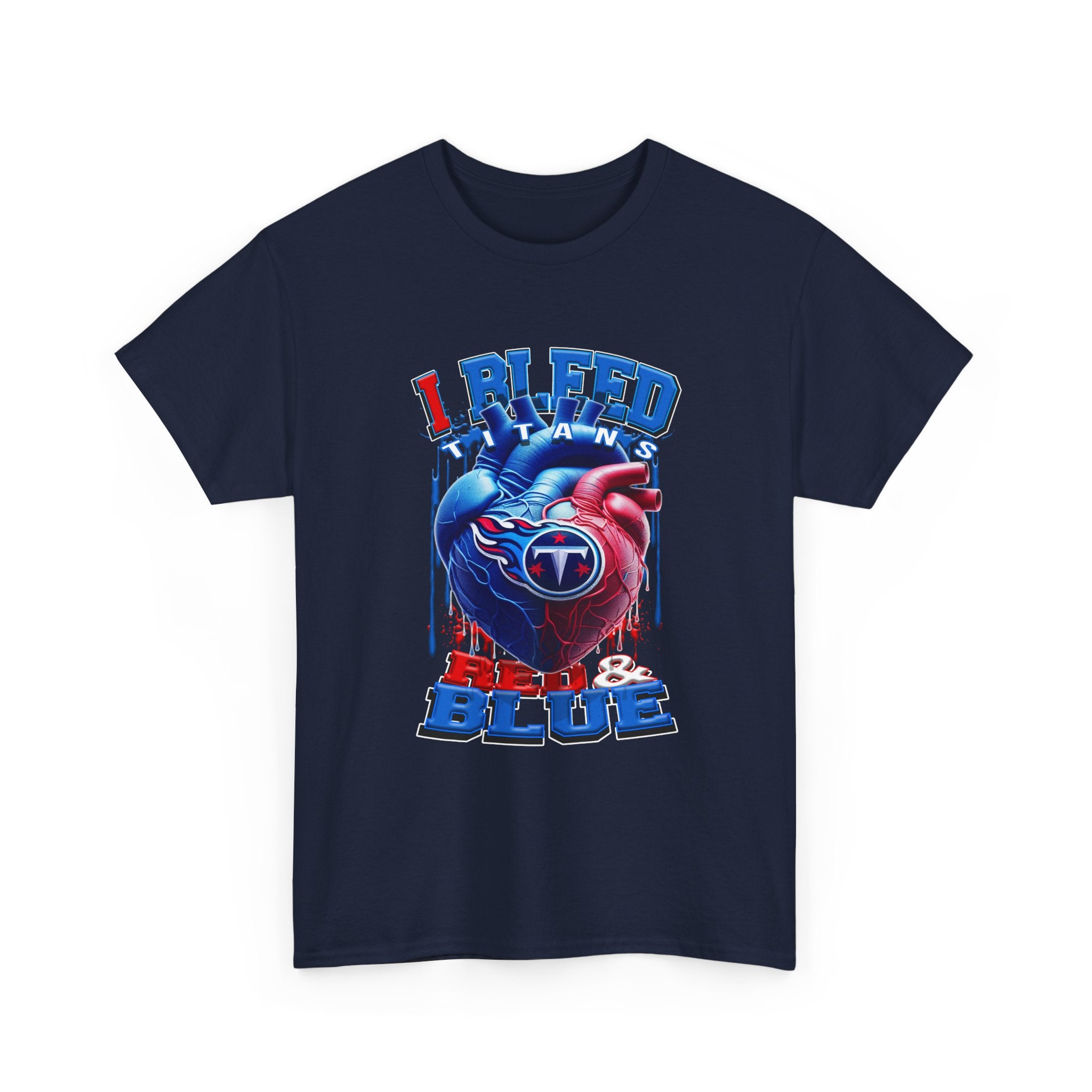 I Bleed Red & Blue Heart T-Shirt — Tennessee Titans Fan Tee