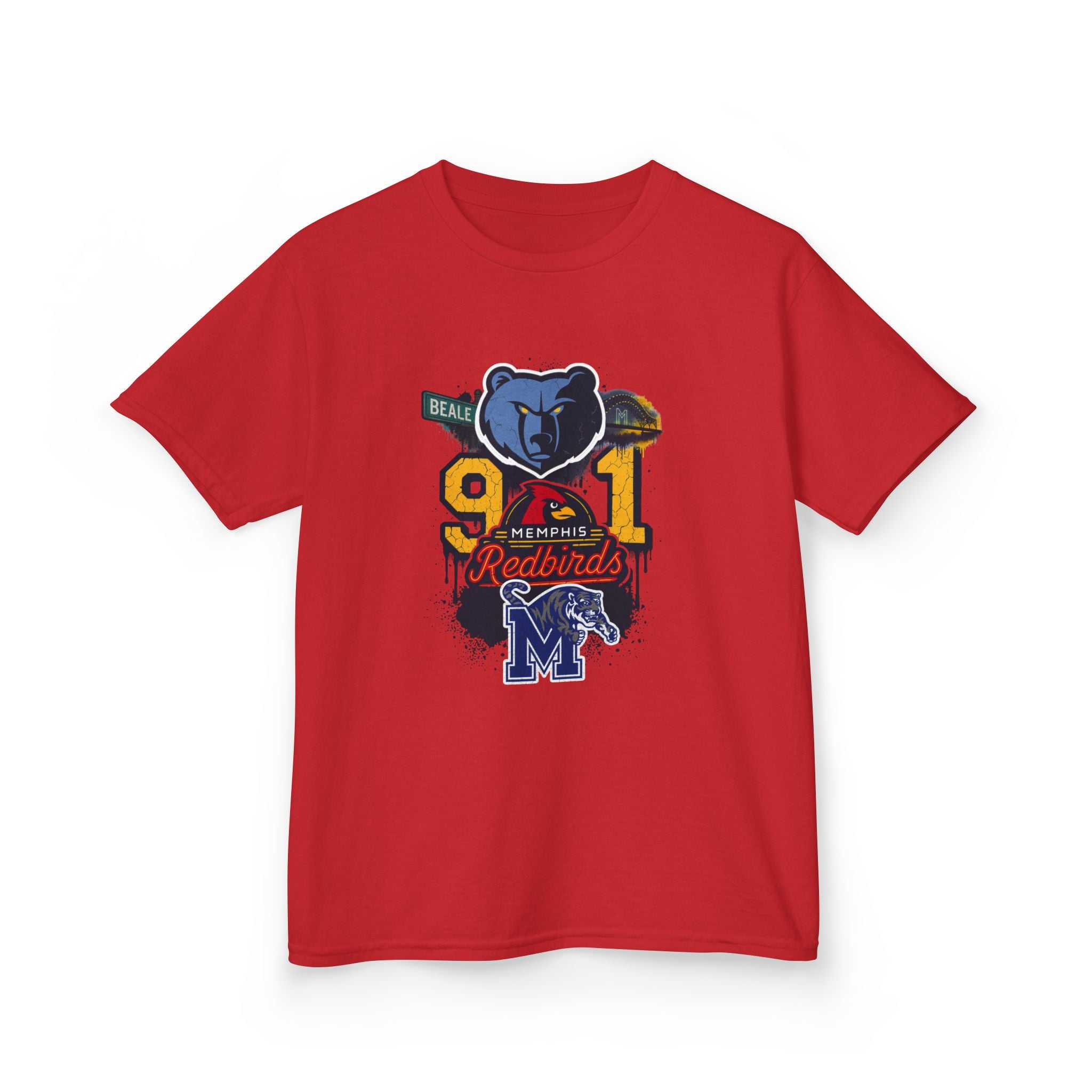 Kids Sports Mascot Tee — '901 Redbirds & M Logo Graphic