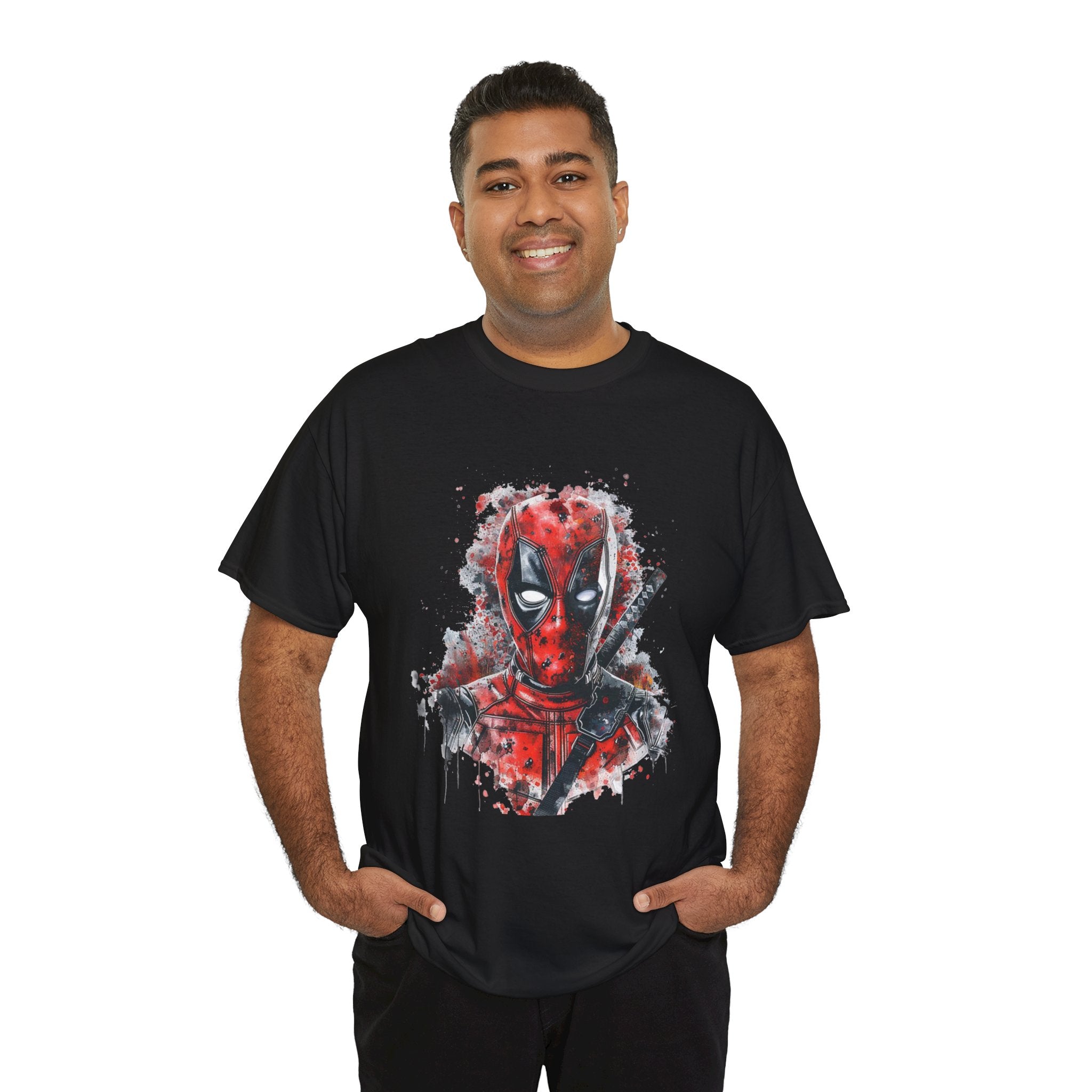 Deadpool Graphic Tee — Red Comic Mask Portrait