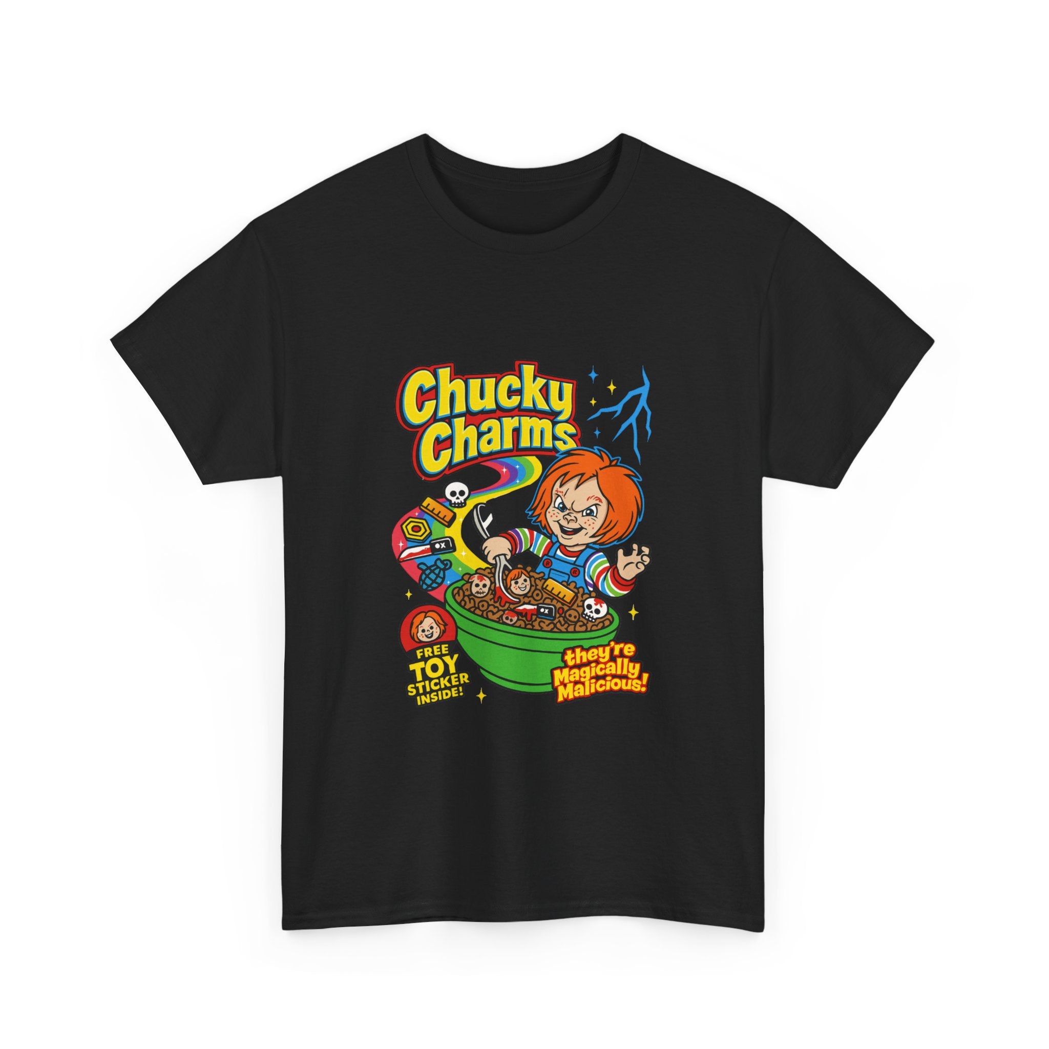 Chucky Charms Horror Tee - Retro Cereal Box Graphic T-Shirt