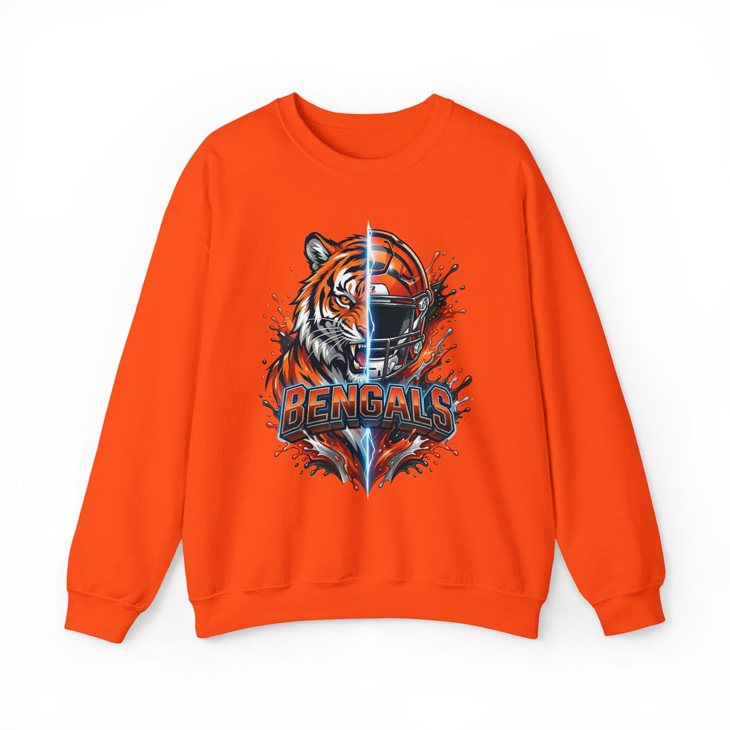 Bengals Tiger Helmet Crewneck Sweatshirt — Football Fan Pullover