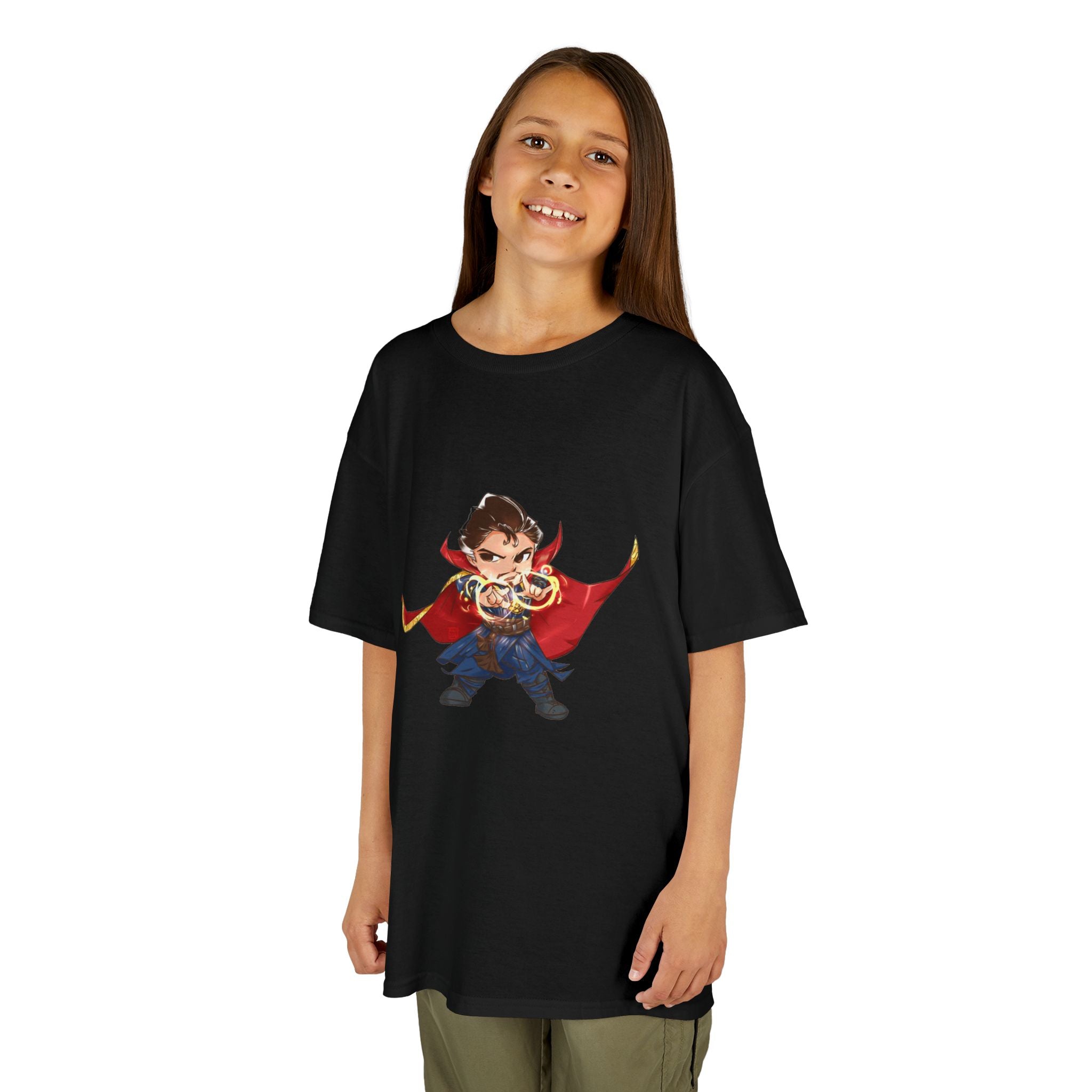 Doctor Strange Graphic Kids Tee — Cute Little Sorcerer with Red Cape Graphic