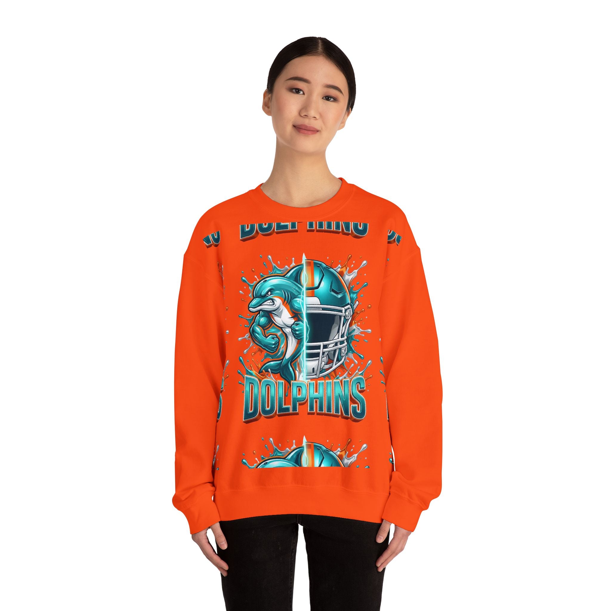 Dolphins Football Crewneck Sweatshirt — Retro Helmet & Mascot Graphic