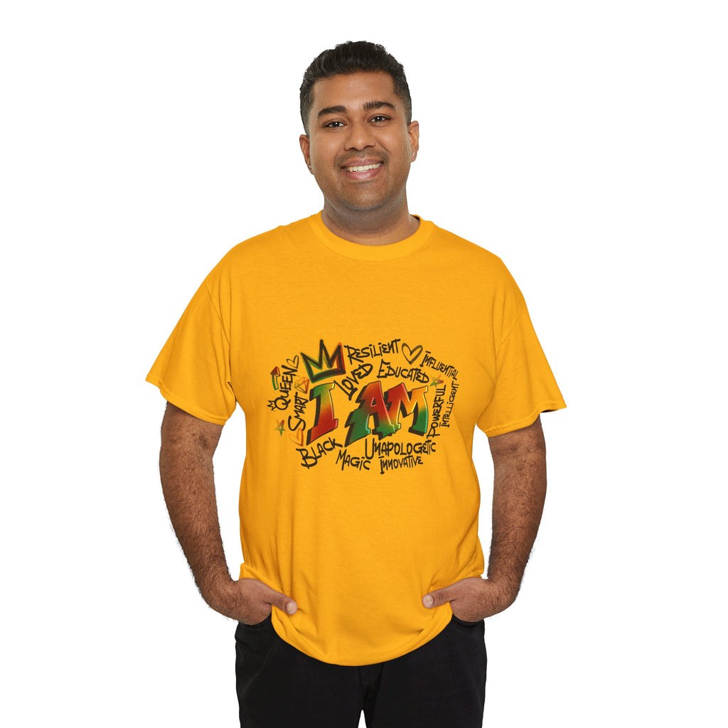 I AM Inspirational Graphic Tee — Positive Affirmation Shirt with Colorful Handwritten Design