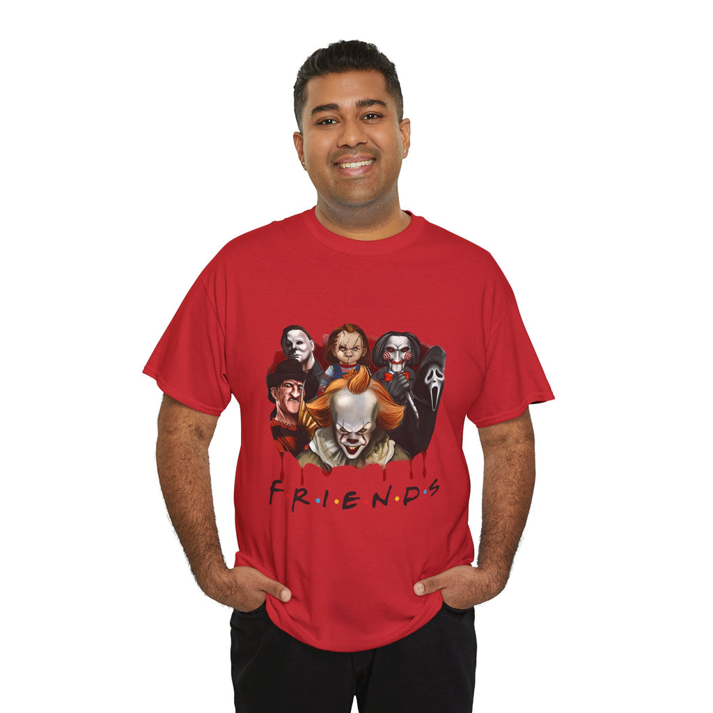 Horror Icons "F.R.I.E.N.D.S" Graphic T-Shirt — Pennywise, Michael Myers, Freddy, Jigsaw & Ghostface