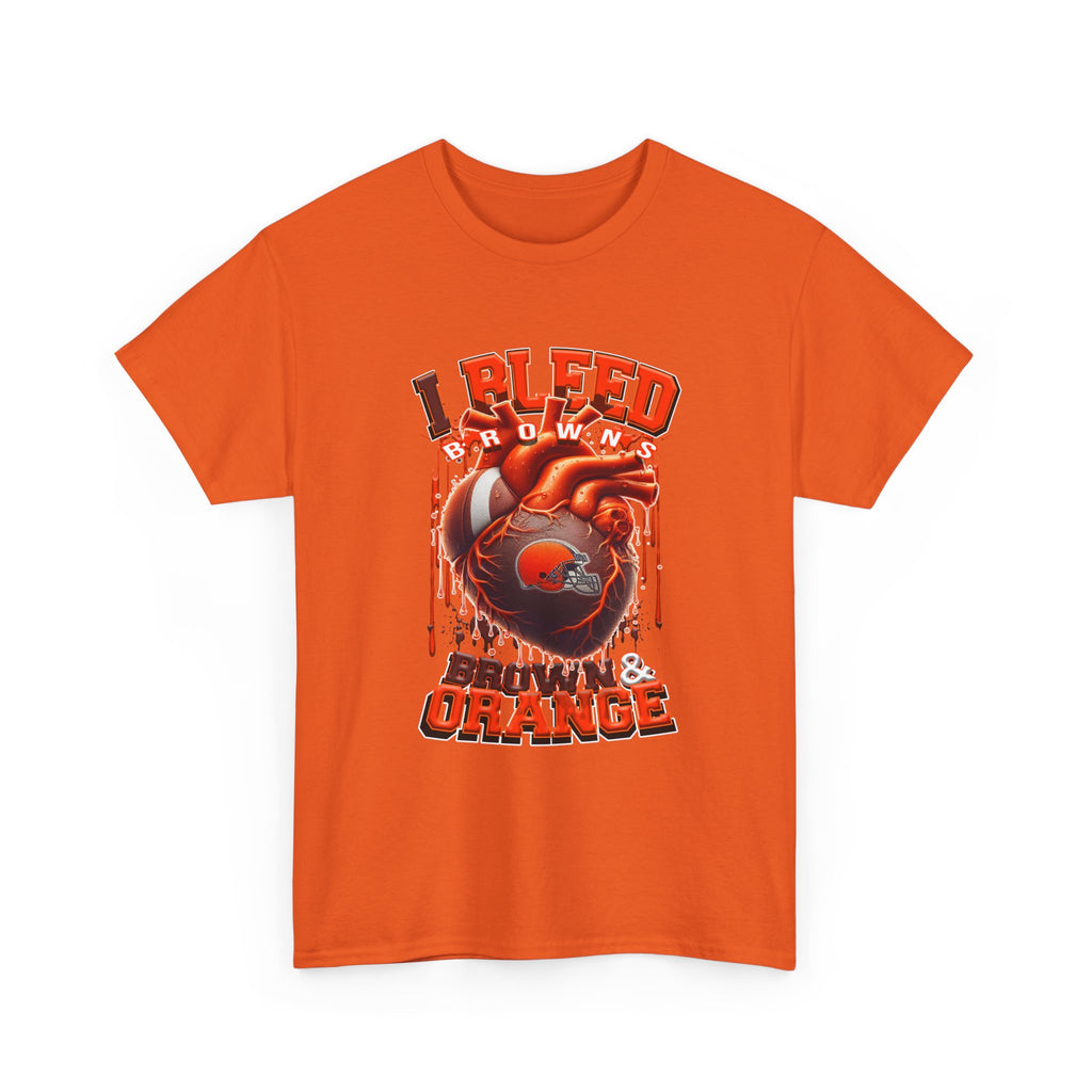 I Bleed Brown & Orange T-Shirt — Cleveland Browns Football Fan Tee