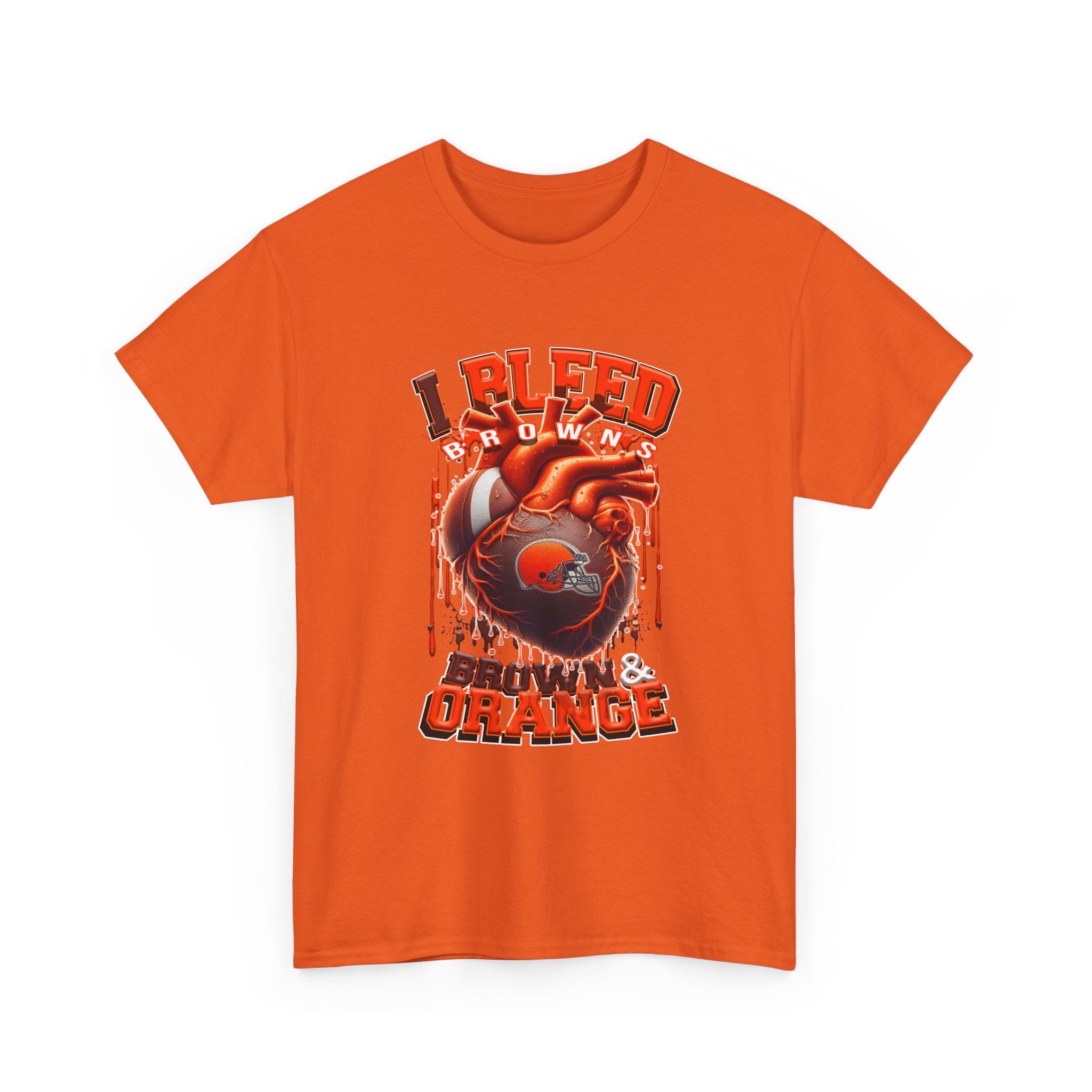 I Bleed Brown & Orange T-Shirt — Cleveland Browns Football Fan Tee