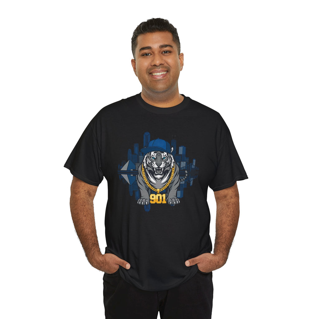 901 Tiger Skyline T‑Shirt — Urban Streetwear Tee with Bold Mascot Graphic