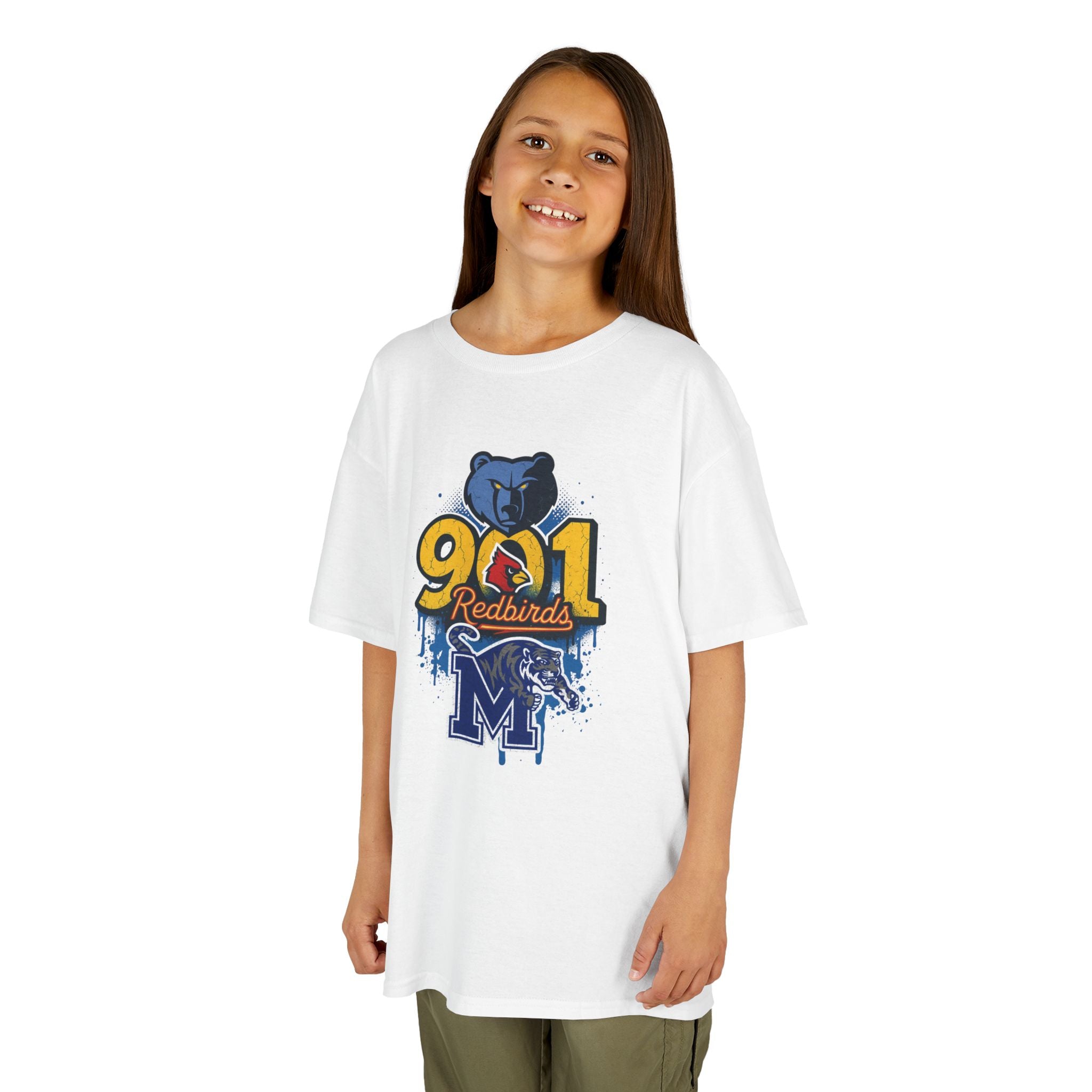 Kids Tee — 901 Redbirds Memphis Grizzlies Bear Logo Youth Shirt