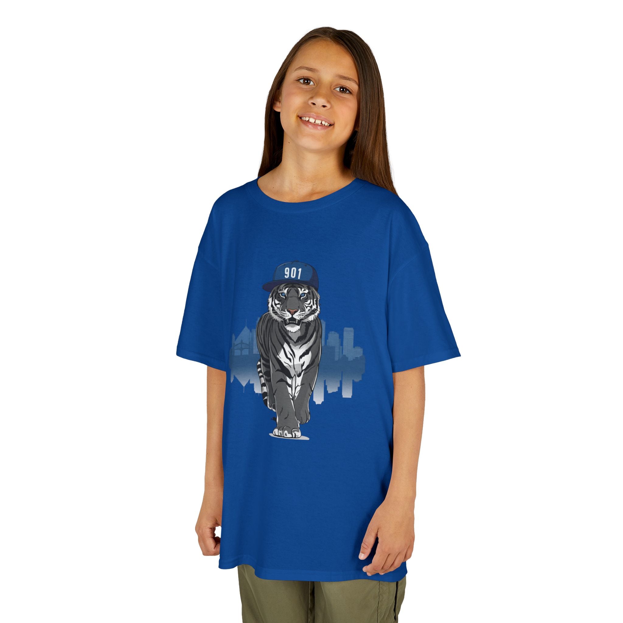 Tiger Walk Kids Tee — Cool Urban Cat Graphic T-Shirt with Cap