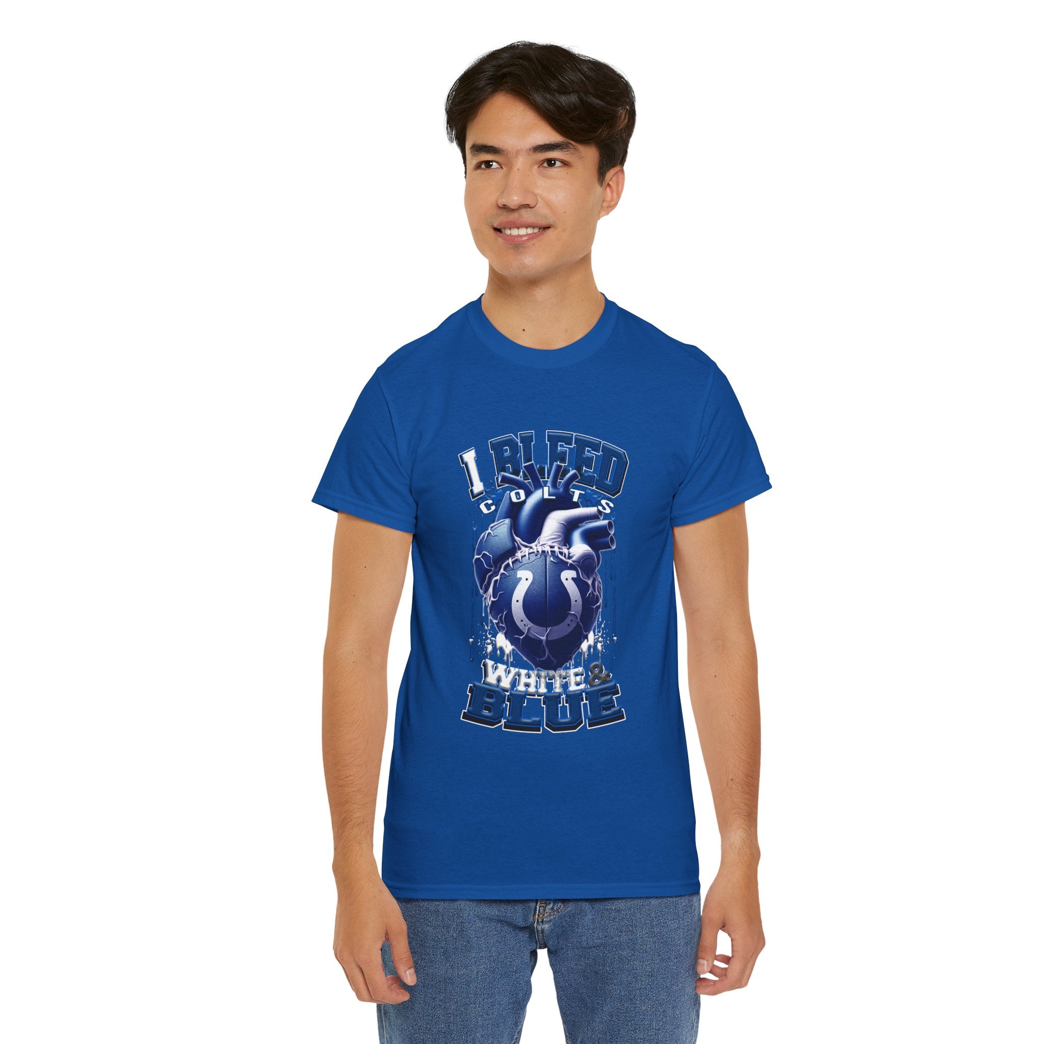 I Bleed Colts Blue T-Shirt — Fan Heart Graphic Tee