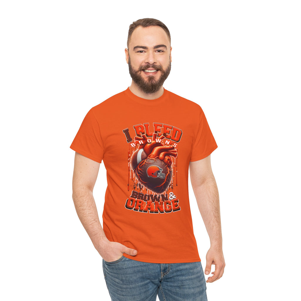 I Bleed Brown & Orange T-Shirt — Cleveland Browns Football Fan Tee