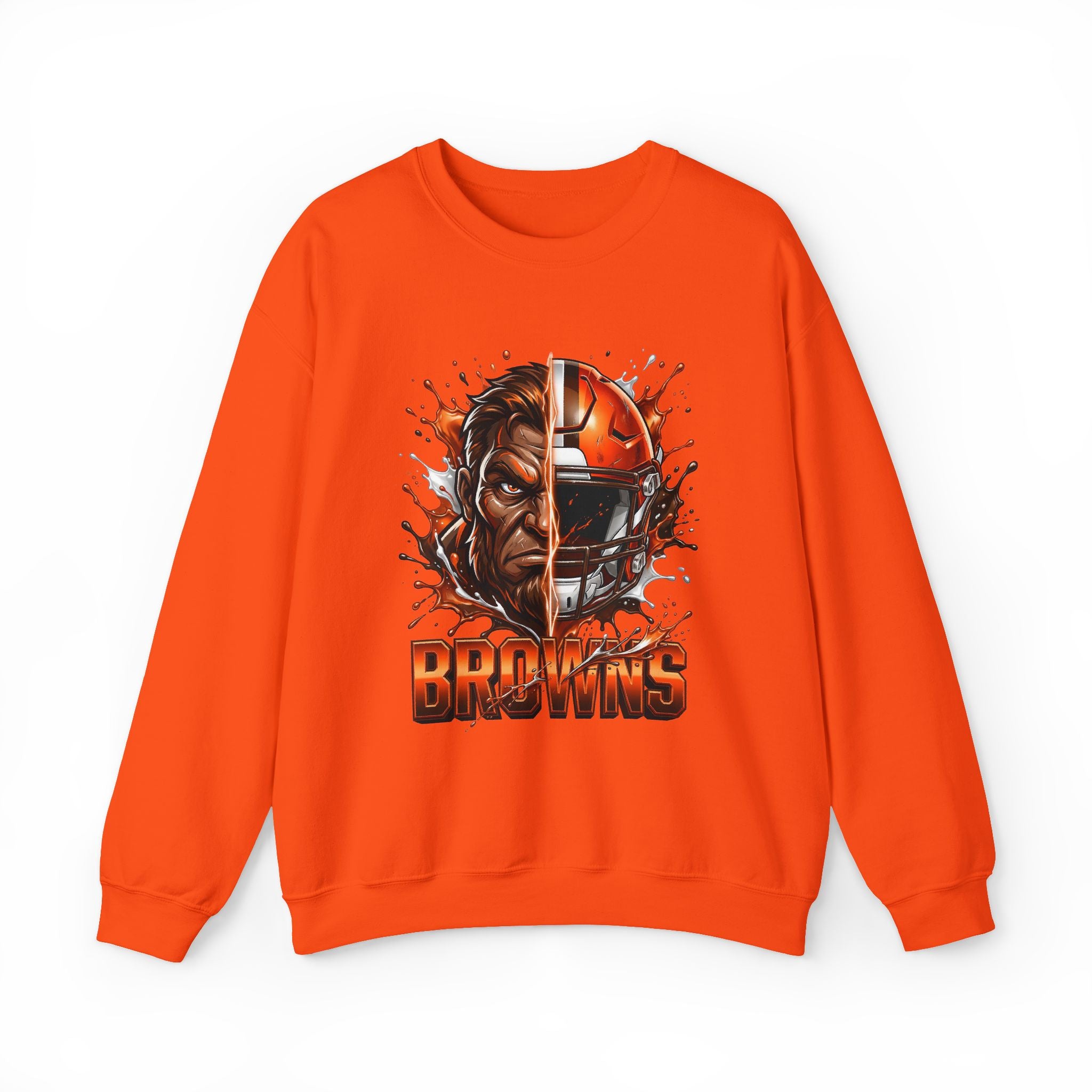 Browns Helmet Warrior Crewneck Sweatshirt — Cleveland Football Fan Pullover