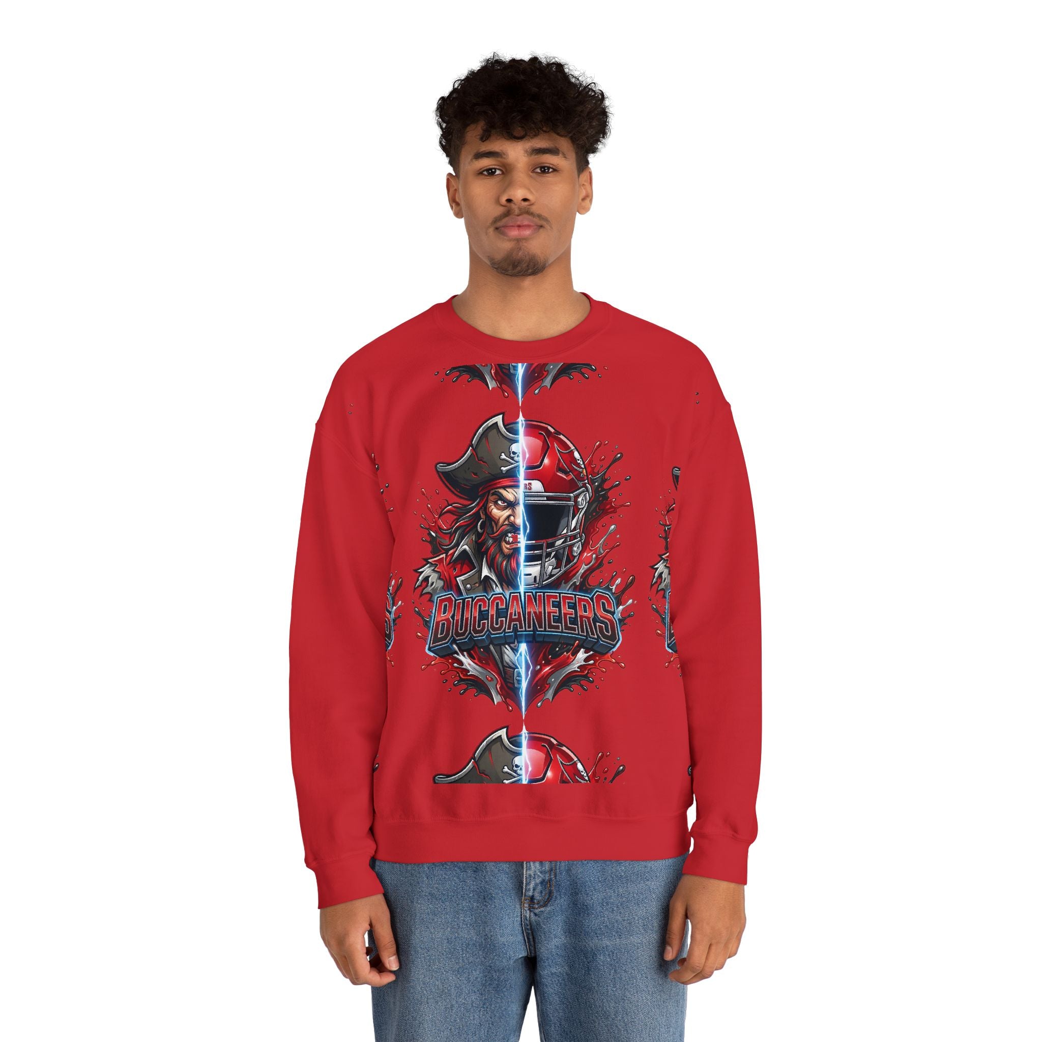 Crewneck Sweatshirt — Buccaneers Pirate Helmet Graphic Football Fandom
