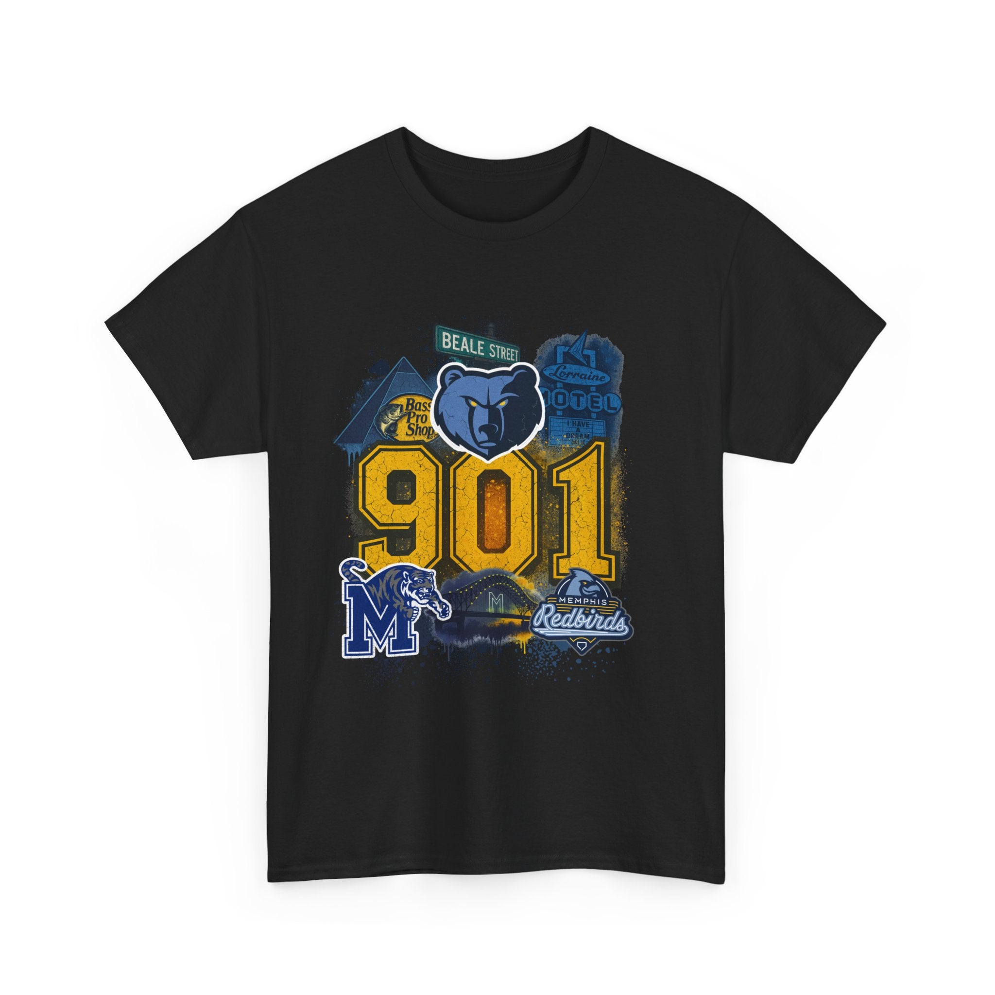 901 Memphis Vintage Collage T-Shirt — Grizzlies Beale St. City Pride Tee