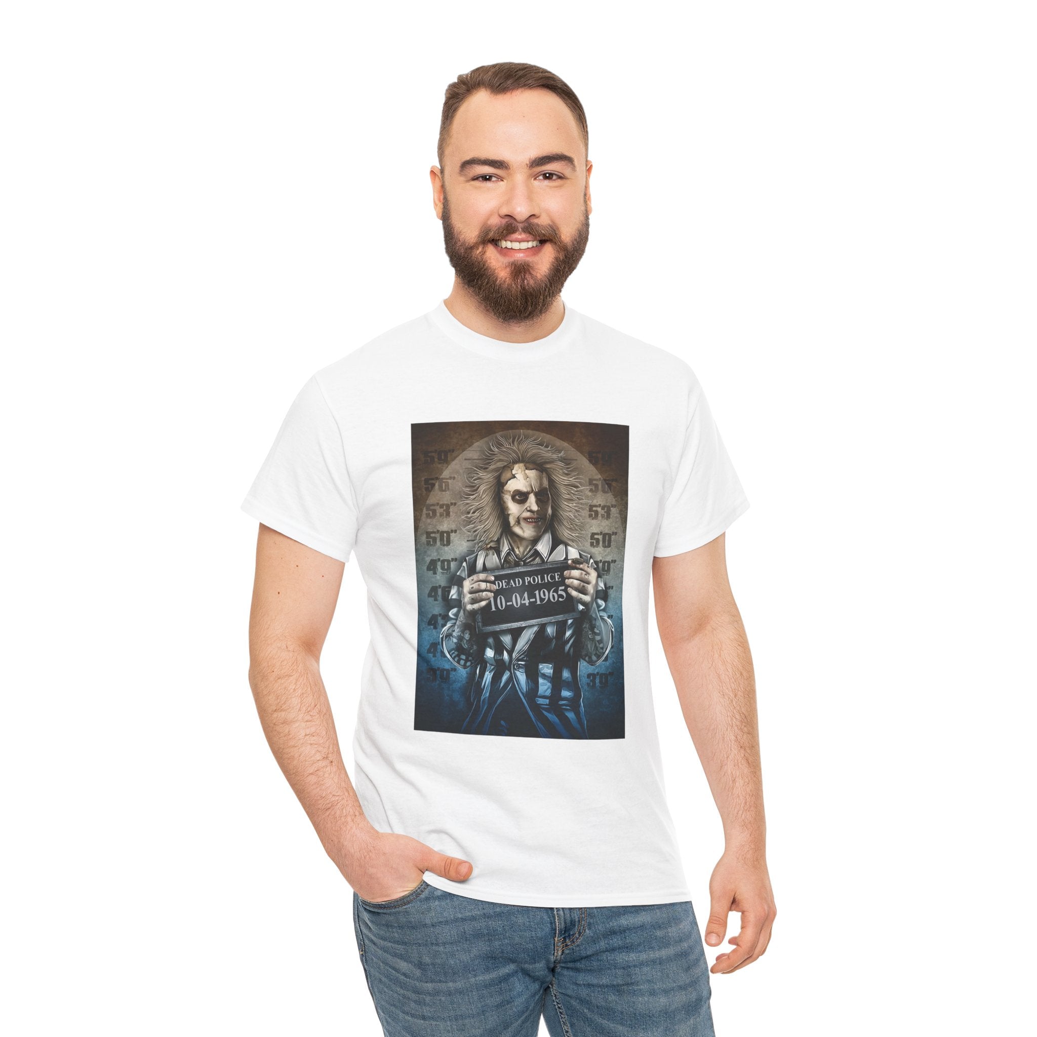 Beetlejuice Mugshot Graphic T-Shirt — Retro Horror Movie Tee