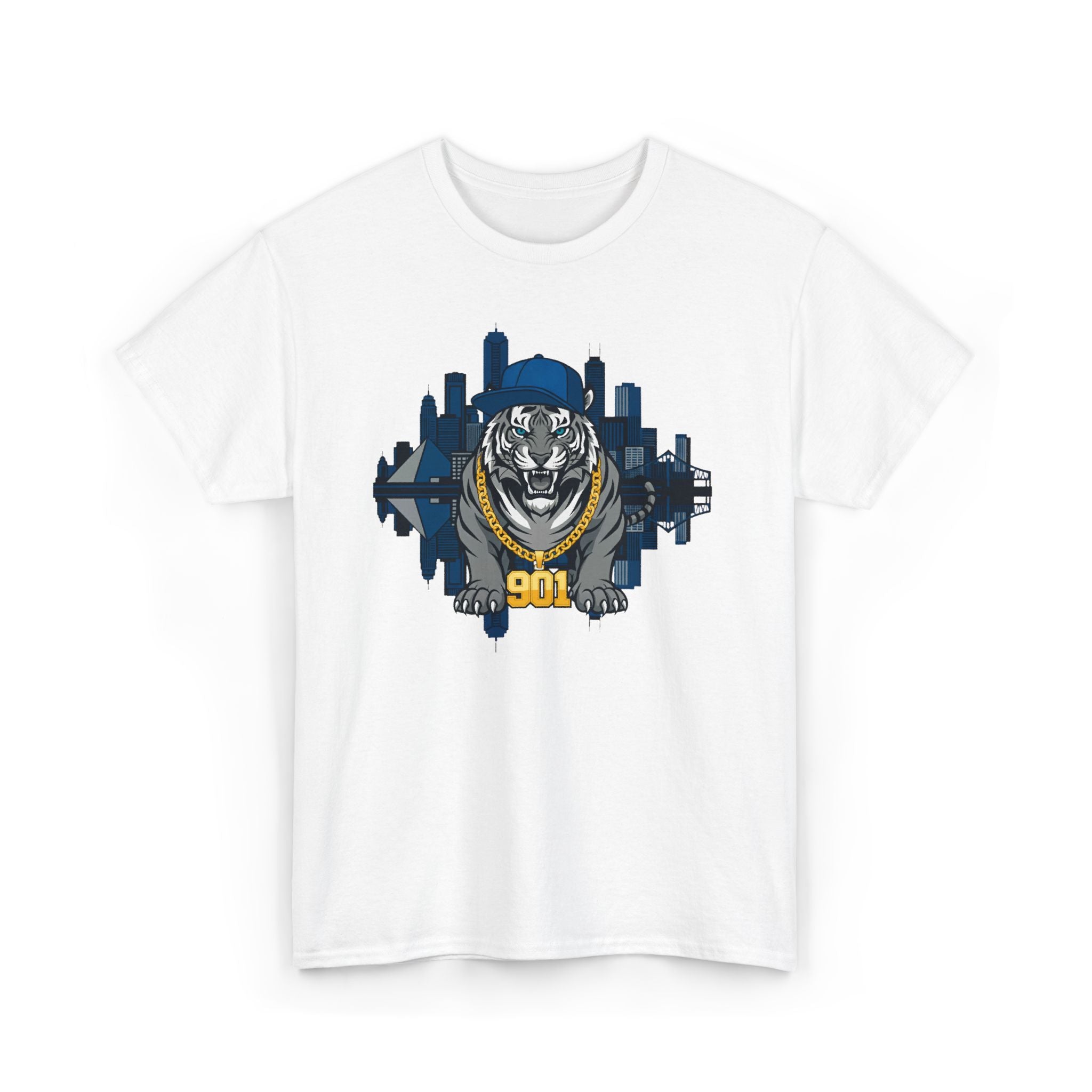 901 Tiger Skyline T‑Shirt — Urban Streetwear Tee with Bold Mascot Graphic