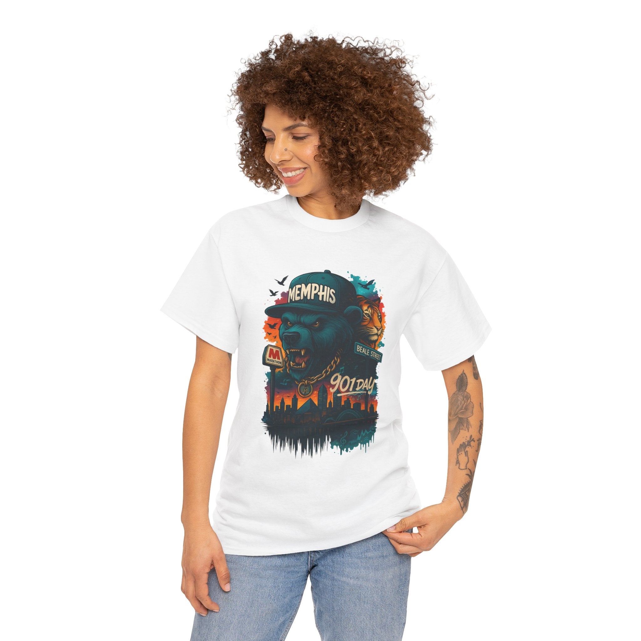 Memphis Bear Skyline T-Shirt — 901 Day City Pride Tee