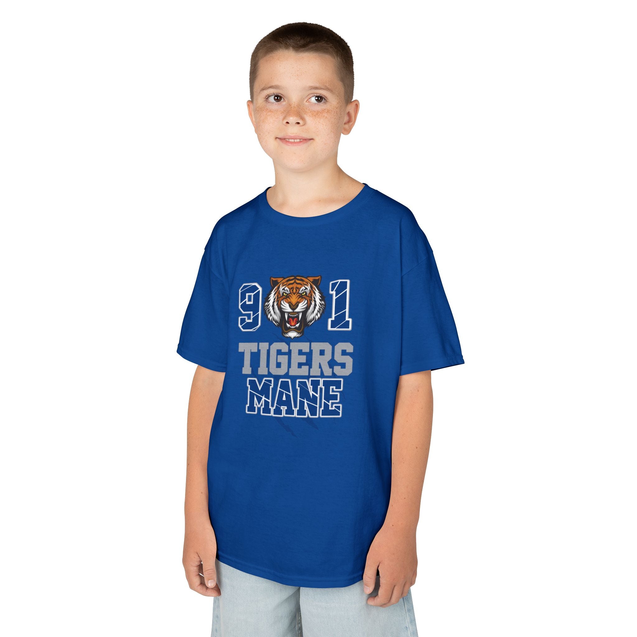 Kids Tee - '901 Tigers Mane' Youth Football Tiger Mascot Shirt