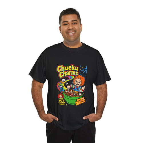 Chucky Charms Horror Tee - Retro Cereal Box Graphic T-Shirt