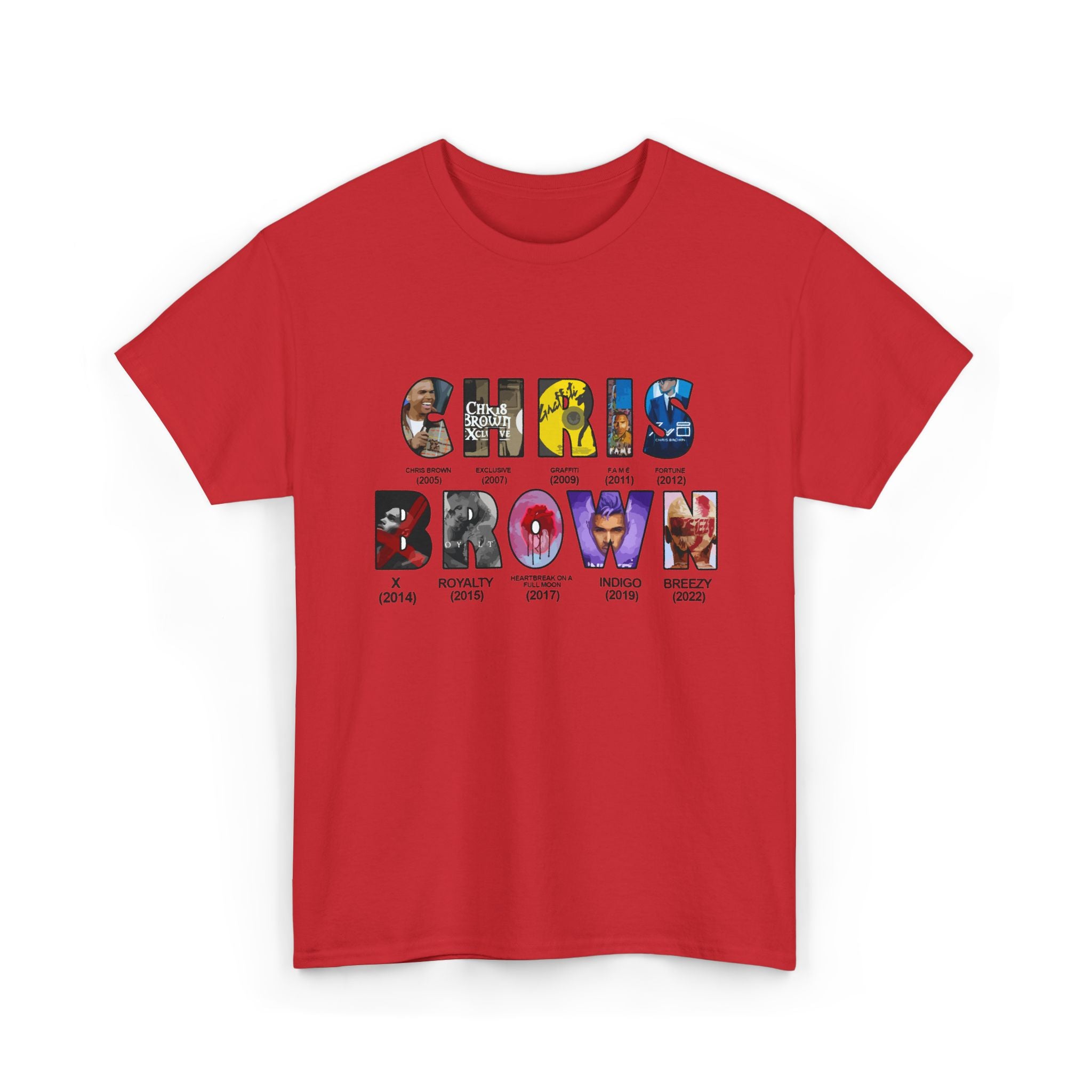 Chris Brown Collage Tee — R&B Artist Photo Letter Graphic T-Shirt