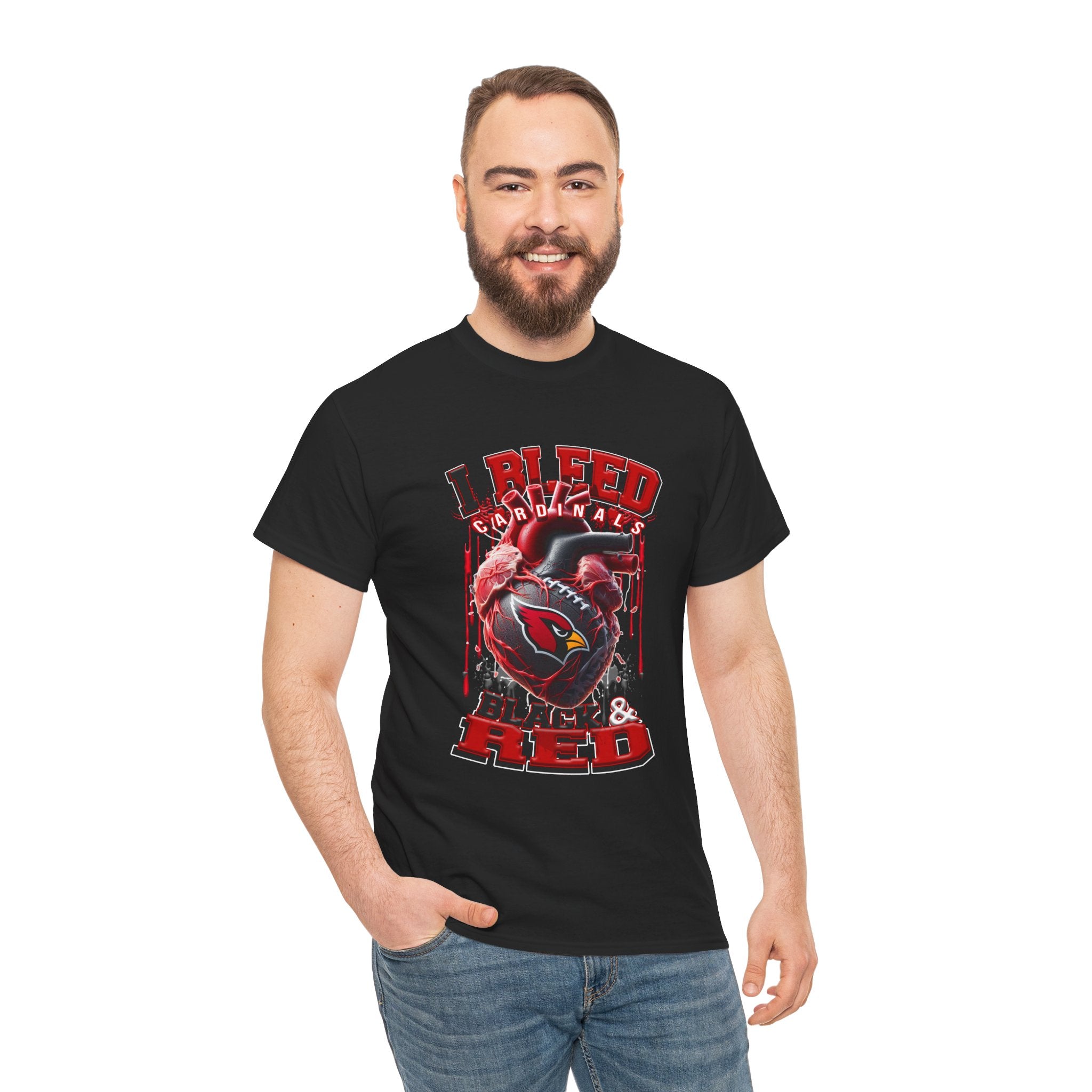 Cardinals I Bleed Black & Red T-Shirt — Football Fan Jersey Tee