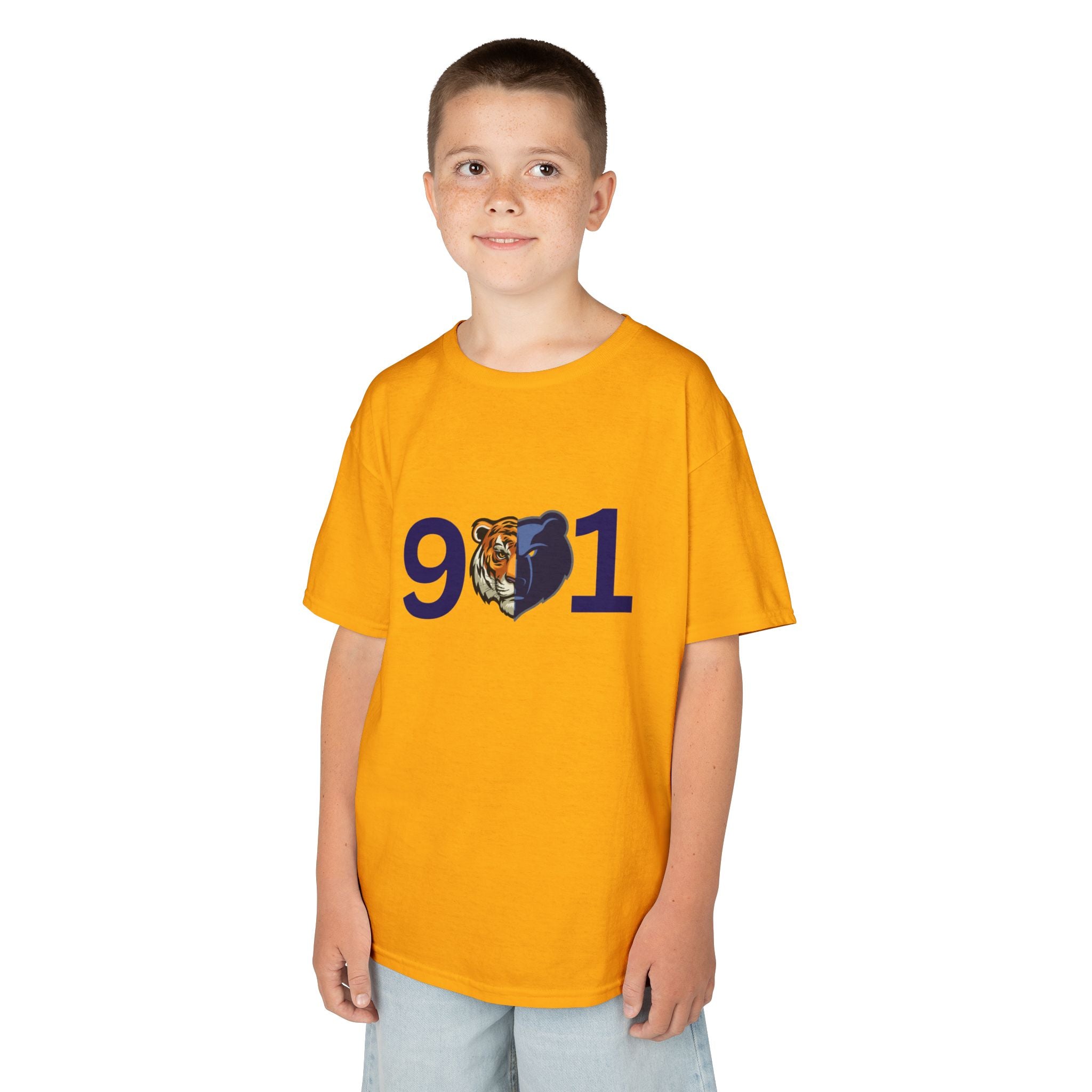 Kids 901 Memphis Tigers Tee — 901 with Tiger Face Kids T‑Shirt