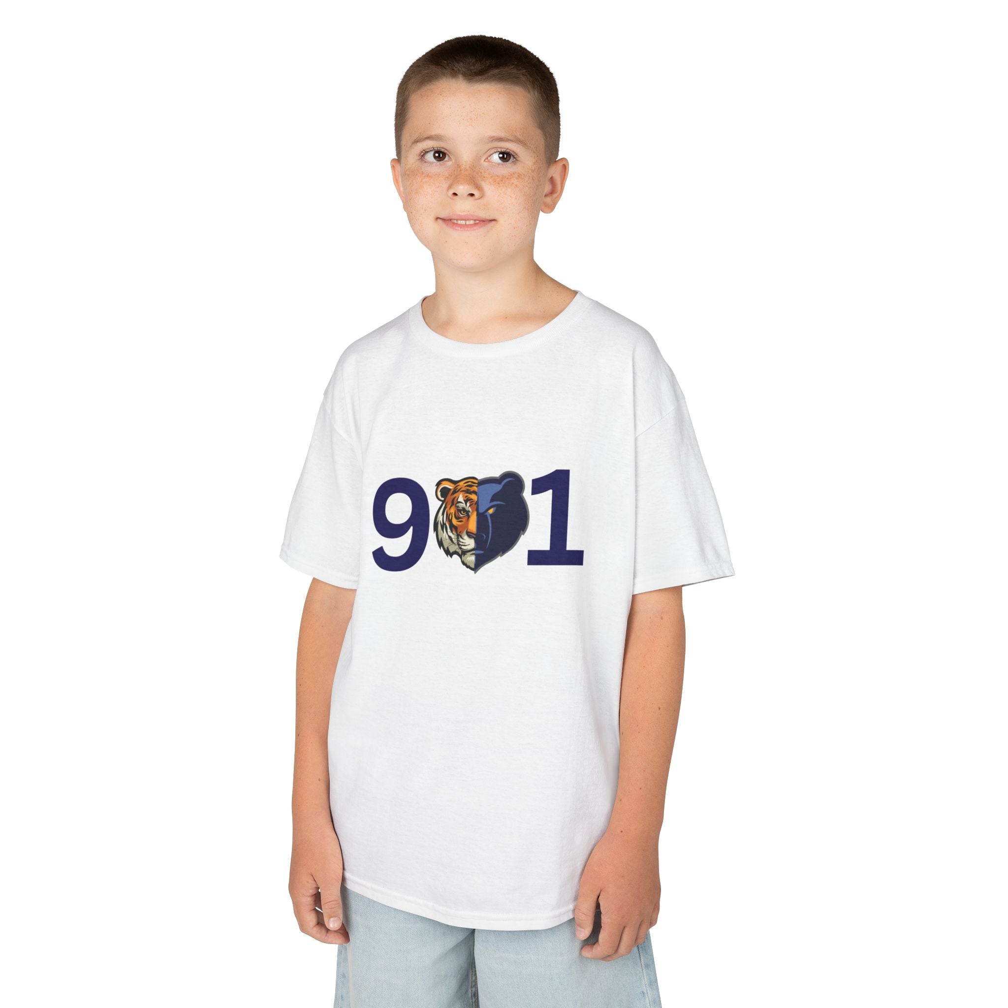 Kids 901 Memphis Tigers Tee — 901 with Tiger Face Kids T‑Shirt