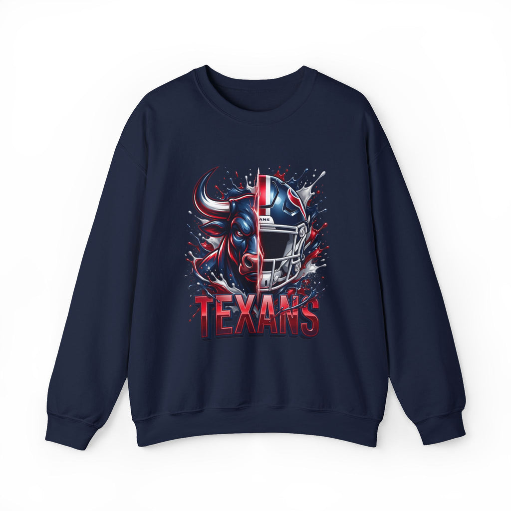 Texans Football Crewneck Sweatshirt — Helmet & Bull Graphic