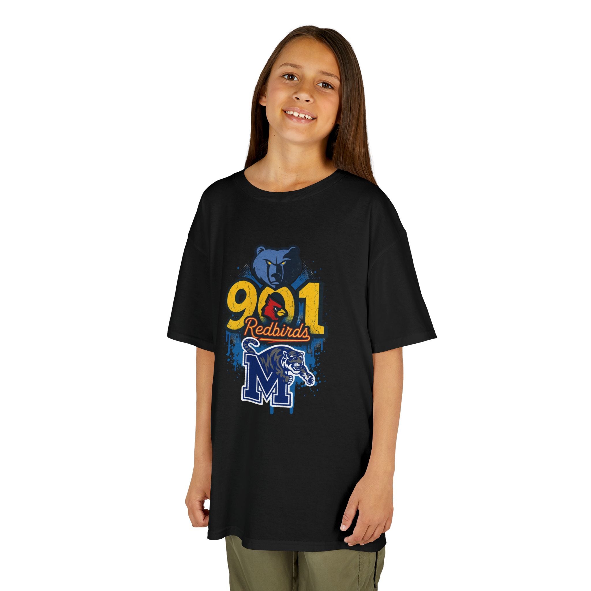 Kids Tee — 901 Redbirds Memphis Grizzlies Bear Logo Youth Shirt